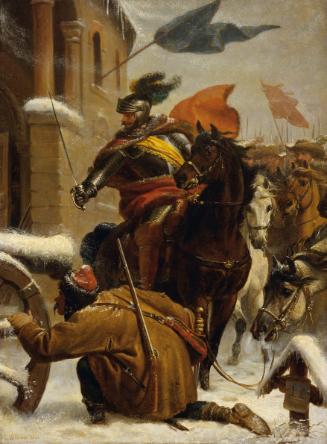 Karl von Blaas, Johann de Werth's Überfall bei Tuttlingen 1643, 1866, Öl auf Leinwand, 65 x 48,…