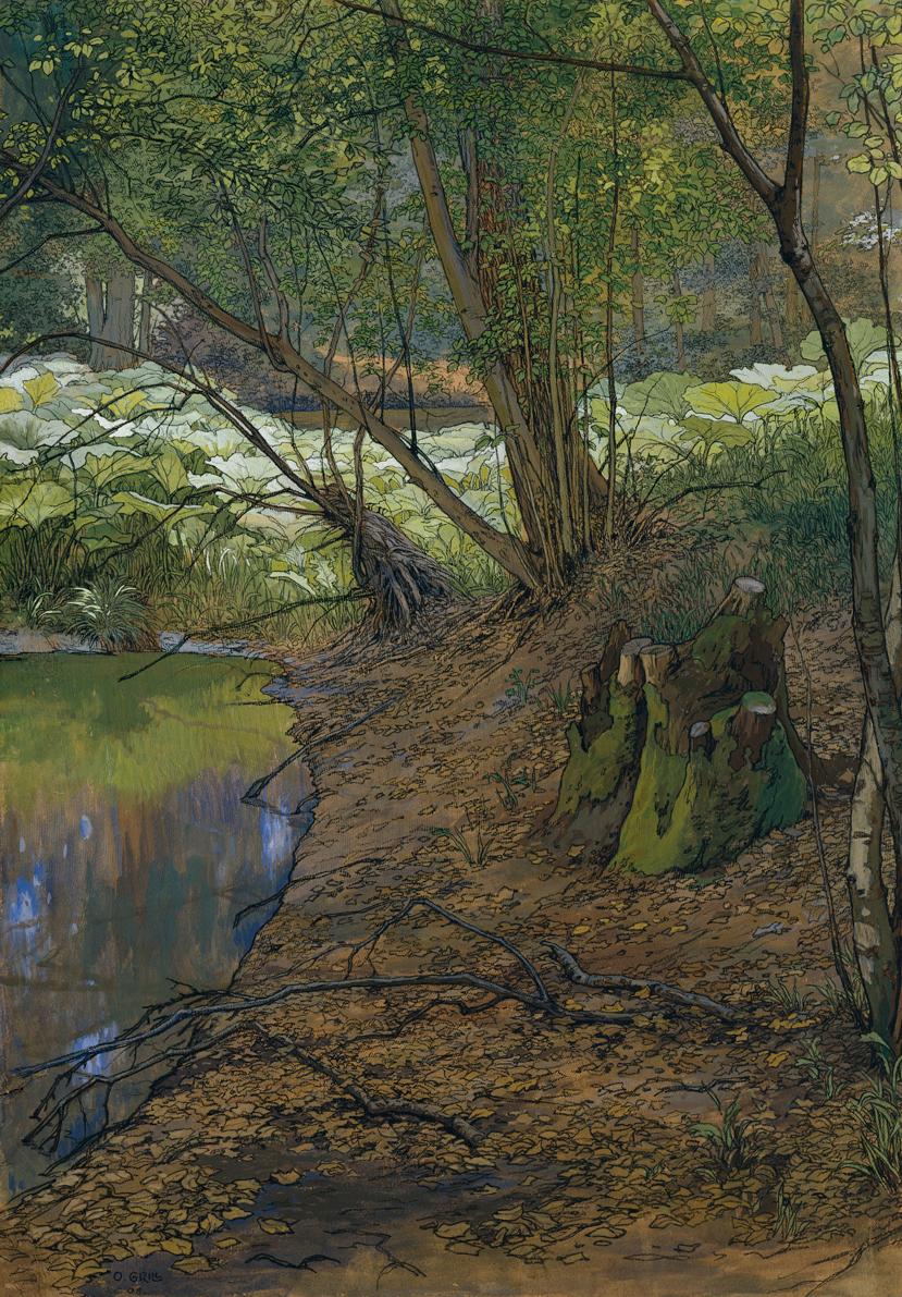 Oswald Grill, Ein stiller Waldwinkel, 1908, Gouache, Kohle auf Papier, 100 x 71 cm, Belvedere, …