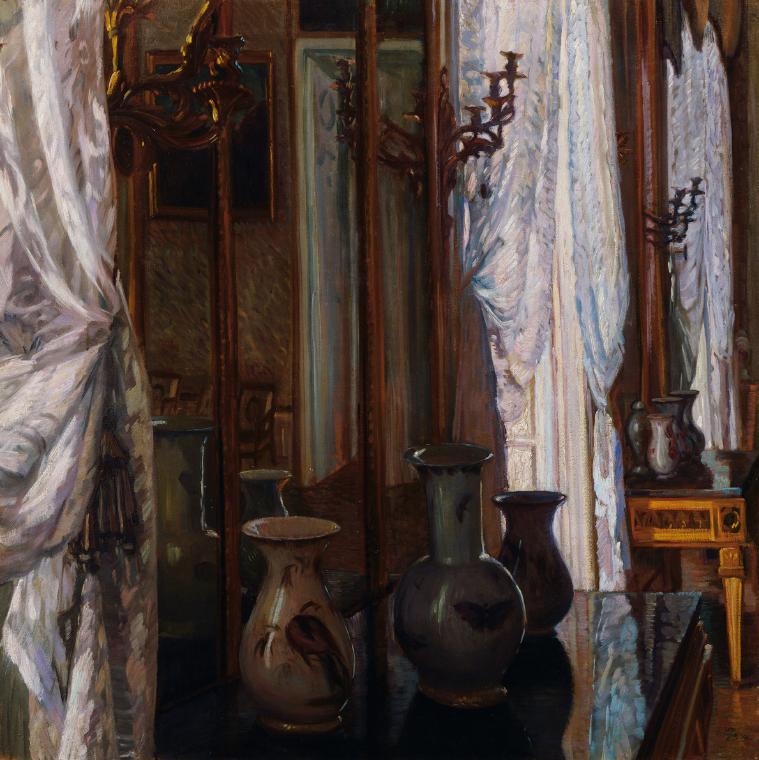 Wilhelm Legler, Interieur (Das Napoleon-Zimmer im Schloss Ludwigsburg), 1914, Öl auf Leinwand, …