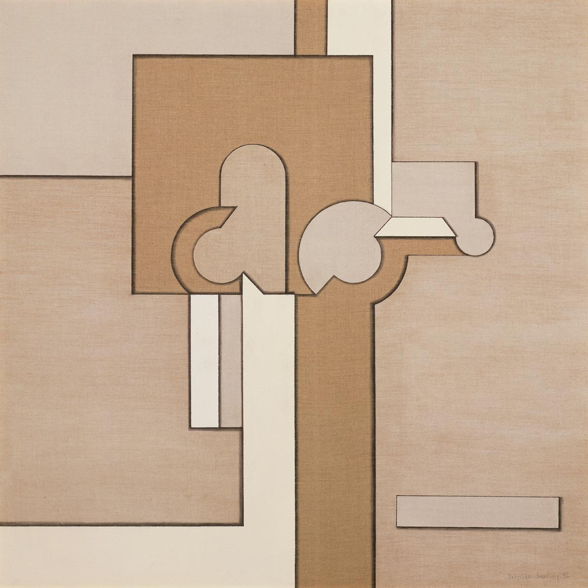 Brigitta Malche, Stele 2, 1976, Acryl, Quarzsand auf Leinwand, 100,5 x 101 cm, Artothek des Bun…