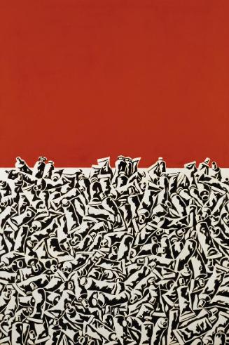Florentina Pakosta, Auf Rotem Boden, 1988, Öl auf Leinwand, 112 x 75 cm, Artothek des Bundes, D…