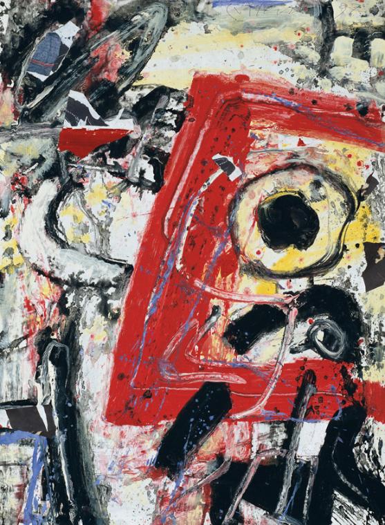 Walter Eckert, Abstrakte Komposition, 1997, Mischtechnik auf Papier, 65 × 48 cm, Belvedere, Wie…