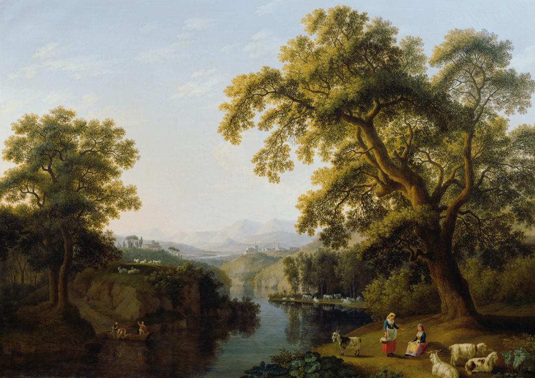 Jacob Philipp Hackert, Flusstal von Isernia bei Neapel, 1791, Öl auf Leinwand, 120 x 169 cm, Be…