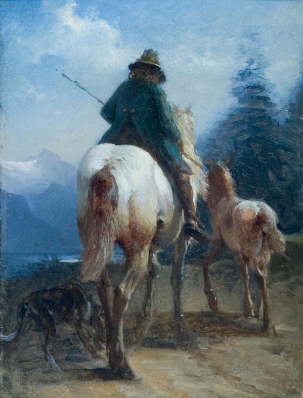 Friedrich August Mathias Gauermann, Die Heimkehr, Öl auf Holz, 15,2 x 11 cm, Wien, Belvedere, I…