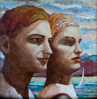 Maria Schwamberger-Riemer, Doppelbildnis, um 1930, Emailmalerei auf Kupfer, 21,5 × 18,5 cm, Bel…