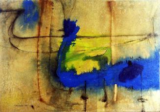 Lieselott Beschorner, Farbkomposition, 1958/1959, Tempera auf Holzfaserplatte, gefirnist, Biene ...