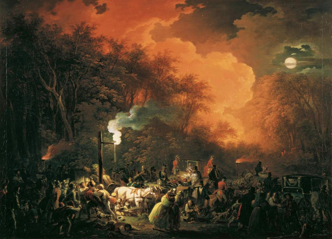 Johann Josef Schindler, Das Ende des Stuwerschen Feuerwerks am 7. Mai 1833, um 1833/1836, Öl au…