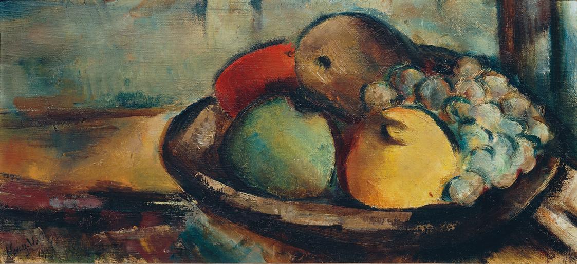 Fritz Schwarz-Waldegg, Obststillleben, 1927, Öl auf Leinwand auf Karton, 20,5 x 42,5 cm, Wien,  ...