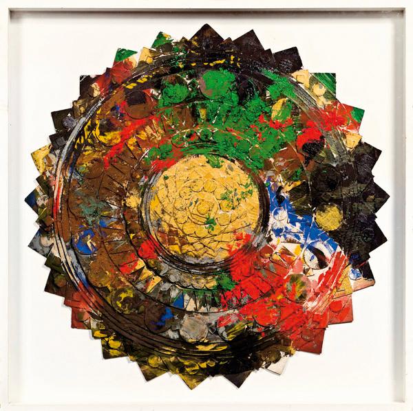 Heimo Zobernig, Ohne Titel (Wandobjekt), 1982, Mischtechnik auf Pappe, 107 x 107 cm, Belvedere,…