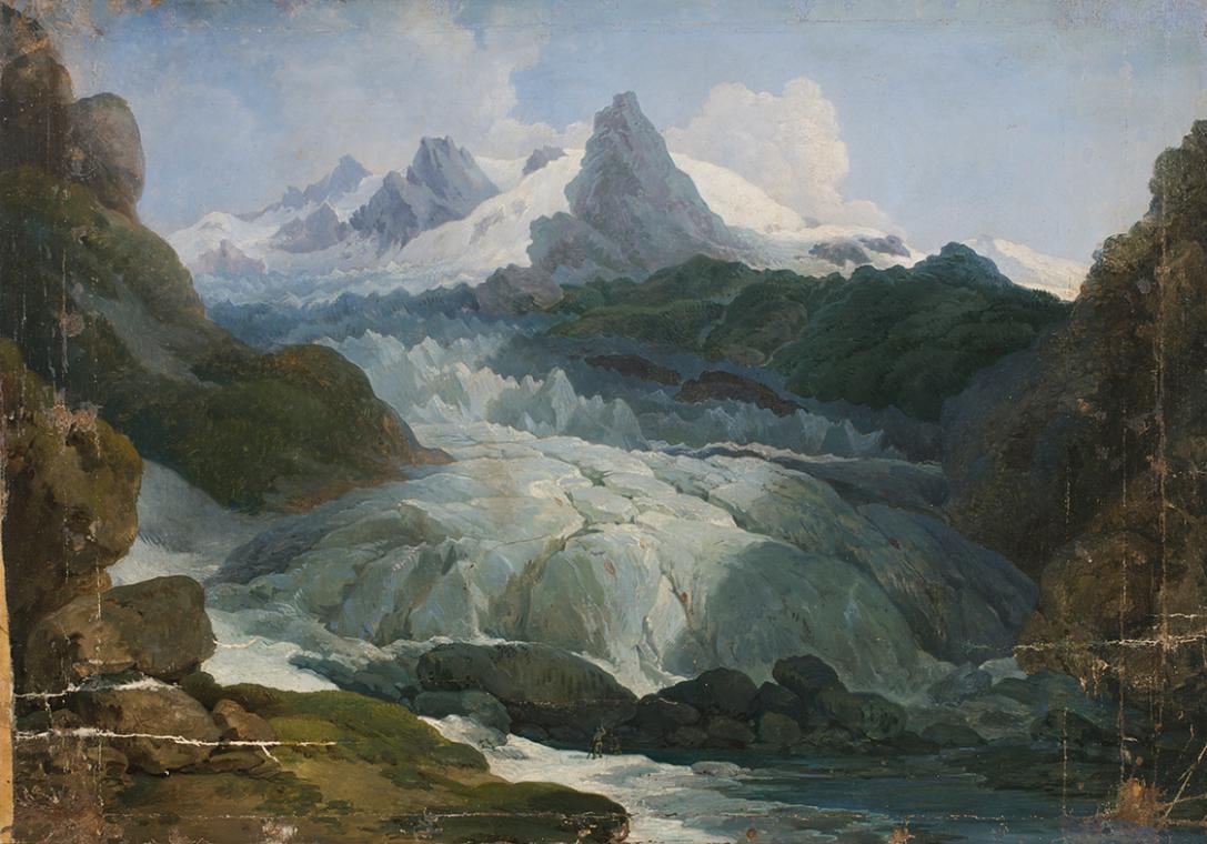 Johann Peter Krafft, Der Rhônegletscher (Kopie nach Thomas Ender), nach 1854, Öl auf Leinwand,  ...