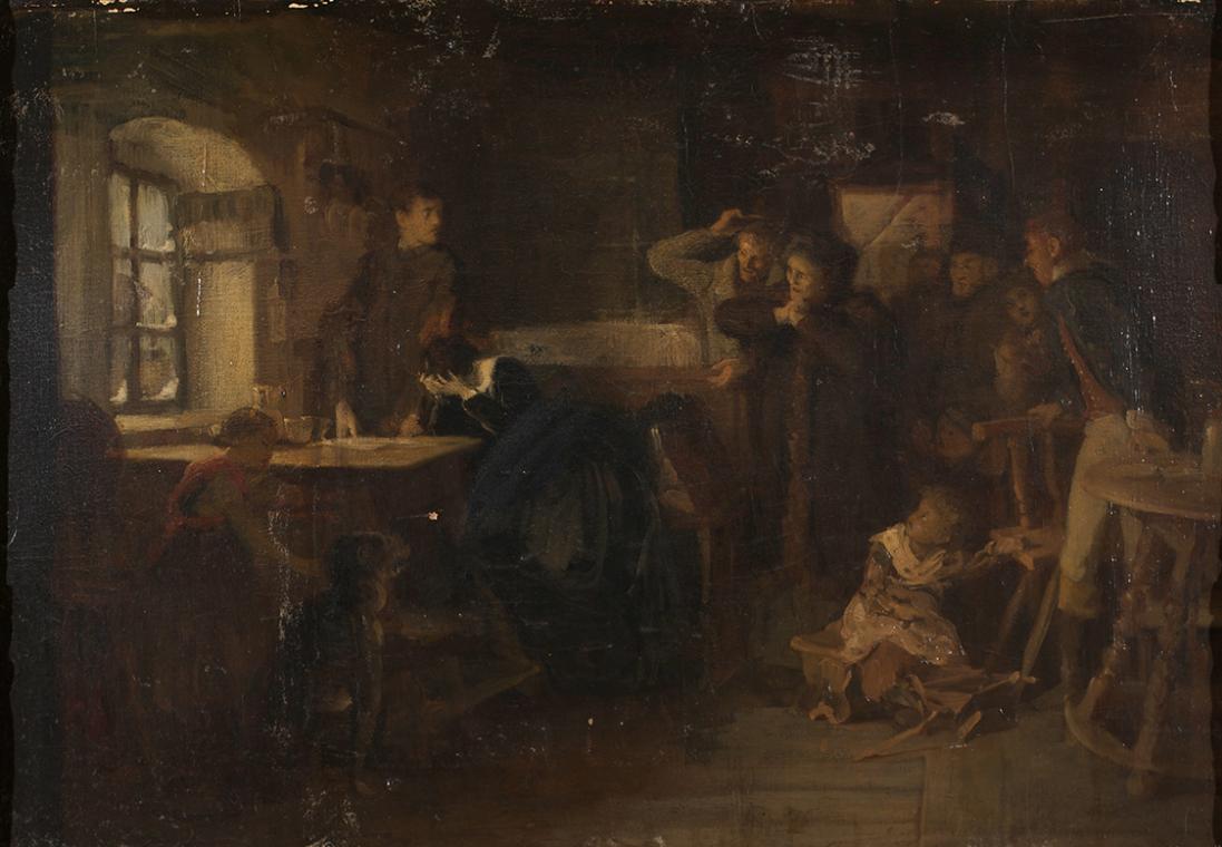 Eduard Kurzbauer, Die ereilten Flüchtlinge, 1870, Öl auf Papier auf Leinwand, 51 x 74 cm, Belve…