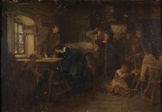 Eduard Kurzbauer, Die ereilten Flüchtlinge, 1870, Öl auf Papier auf Leinwand, 51 x 74 cm, Belve…