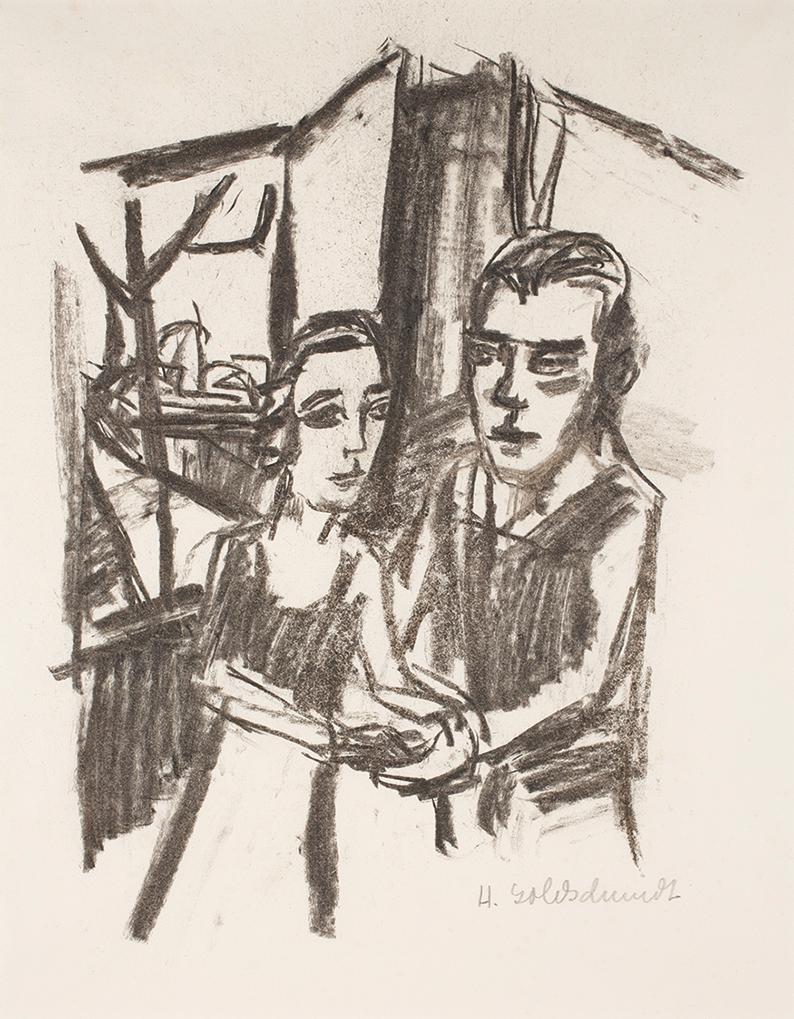 Hilde Goldschmidt, Dresdner Tagebuchzeichnung, um 1922, Kohle auf Papier, 44,5 x 35 cm, Belvede…