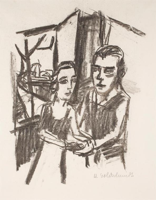 Hilde Goldschmidt, Dresdner Tagebuchzeichnung, um 1922, Kohle auf Papier, 44,5 x 35 cm, Belvede…