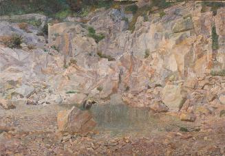 Karl Mediz, Der Geier im Felsengestein, 1897, Öl auf Leinwand, 68,5 x 98,6 cm, Belvedere, Wien,…