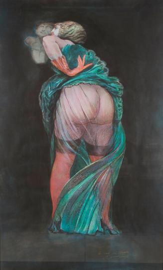 Ernst Fuchs, Le Cul du Monde, 2008, Übermalung des Druckes, Acryl auf Bütte, 136 x 84 cm, Belve…