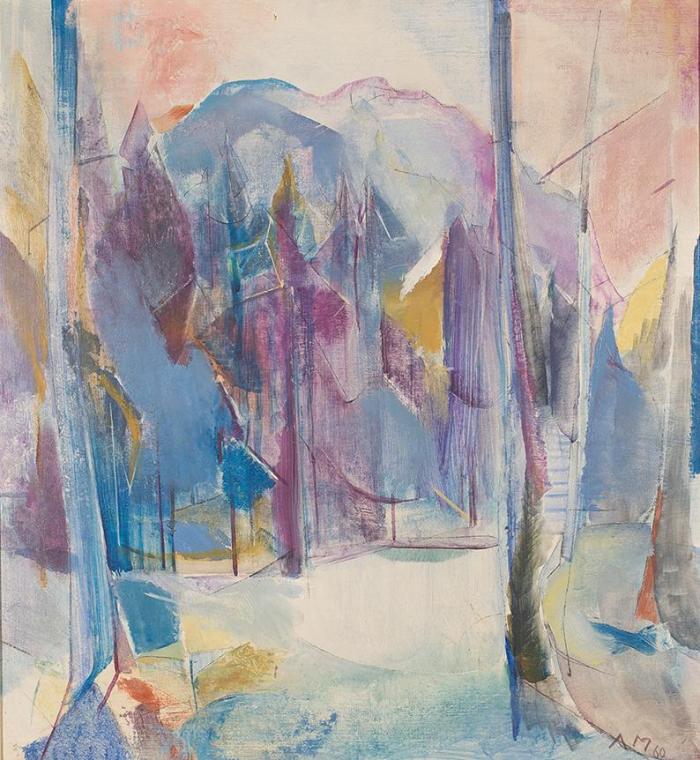 Anton Mahringer, Frühlicht, 1960, Öl auf Sperrholz, 75,5 x 70 cm, Artothek des Bundes, Dauerlei…