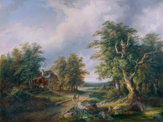 Josef Altenkopf, Bauerngehöft an einer Waldstraße, 1850, Öl auf Leinwand, 95 x 125 cm, Belveder…