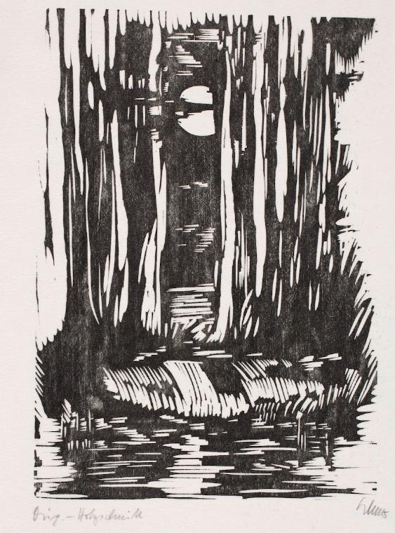 Hubert Schmid, Mondnacht, undatiert, Holzschnitt, 19,5 x 14,5 cm, Belvedere, Wien, Inv.-Nr. 741…
