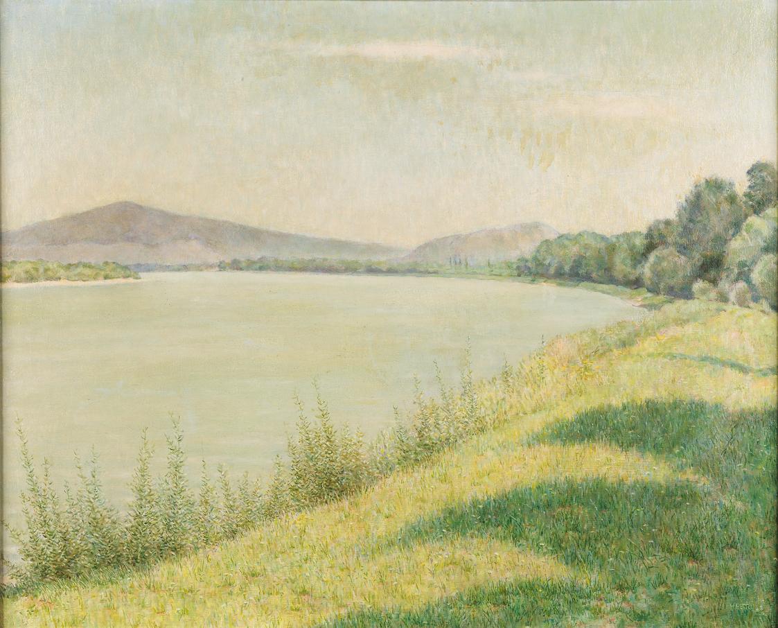 Heinrich Petri, Donaulandschaft, um 1960, Öl auf Leinwand, 58 x 71 cm, Belvedere, Wien, Inv.-Nr…