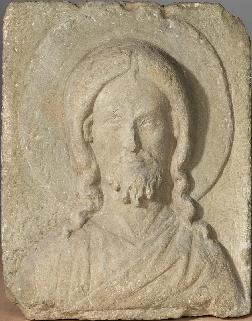 Niederösterreichischer Bildhauer, Christusbüste, um 1300, Kalksandstein, ca.: 70 x 50 x 15 cm, …