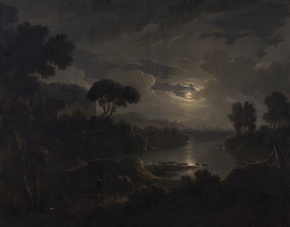 Michael Wutky, Italienische Ideallandschaft am Abend, Öl auf Leinwand, 201 x 254 cm, Belvedere,…