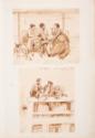 August von Pettenkofen, Skizzen-Album, undatiert, Portfolio mit eingeklebten Skizzen, grünem Le…