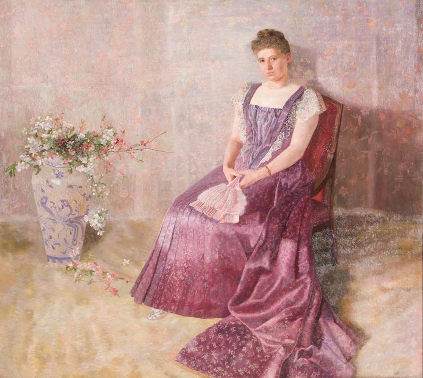 Karl Mediz, Das lila Staatskleid, 1891, Öl auf Leinwand, 160 x 181 cm, Belvedere, Wien, Inv.-Nr…