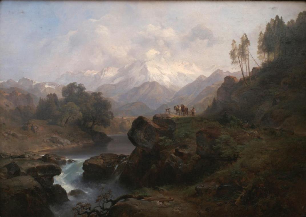 Anton Hansch, Gebirgslandschaft mit dem Wiesbachhorn, 1848, Öl auf Holz, 57,5 x 80 cm, Belveder…