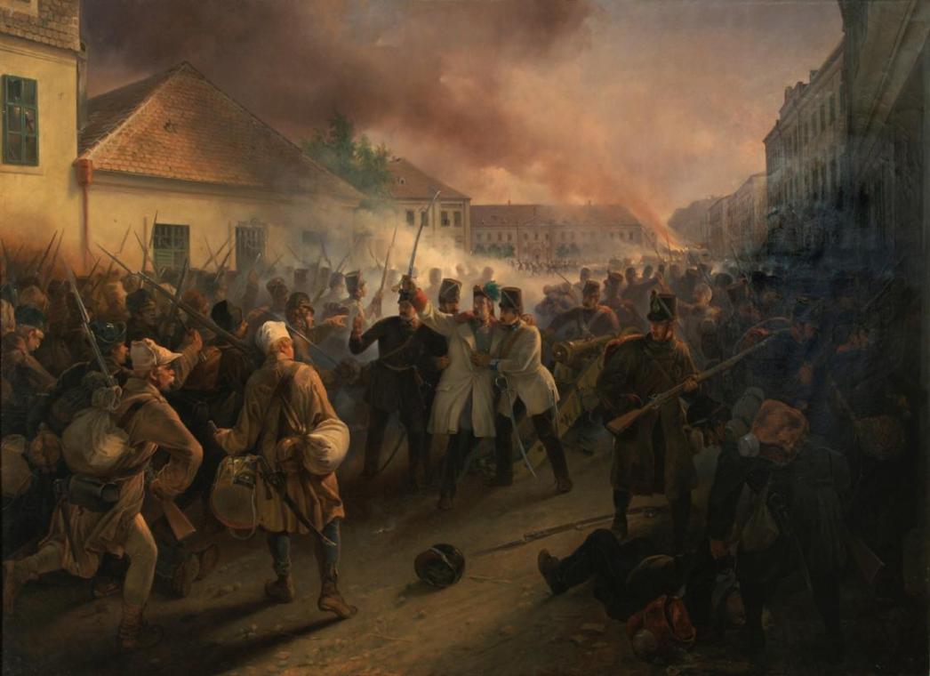 Fritz L' Allemand, Der Heldentod General Heinrich Hentzy's von Arthurm, 1850, Öl auf Leinwand, …