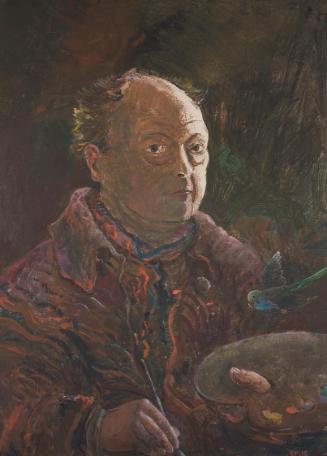Oskar Laske, Selbstbildnis mit Wellensittich, 1933, Tempera auf Leinwand, 70,5 x 51,5 cm, Belve…