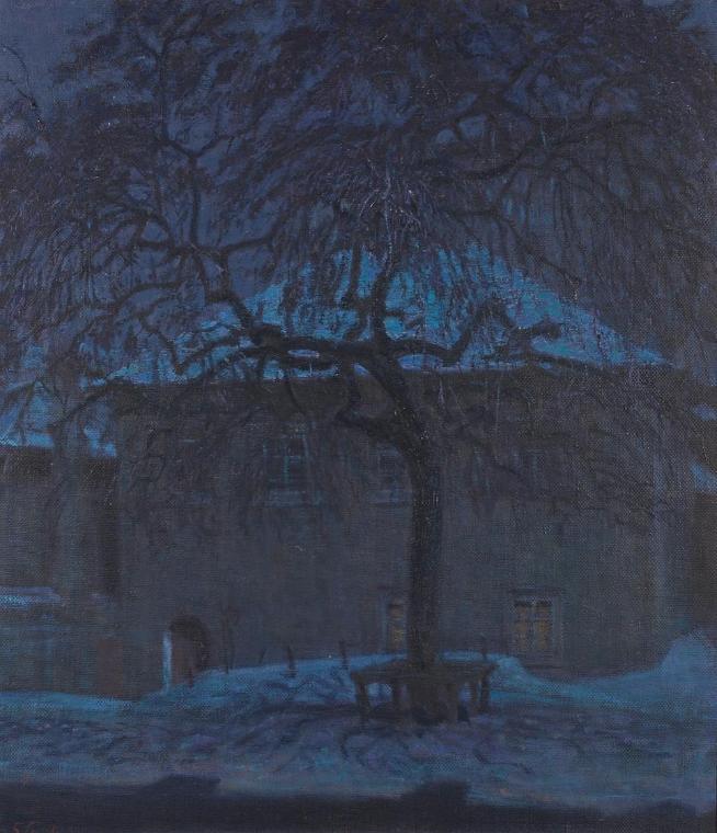 Ernst Stöhr, Mesnerhaus in Melk, 1908, Öl auf Leinwand, 52 x 46 cm, Belvedere, Wien, Inv.-Nr. 4…