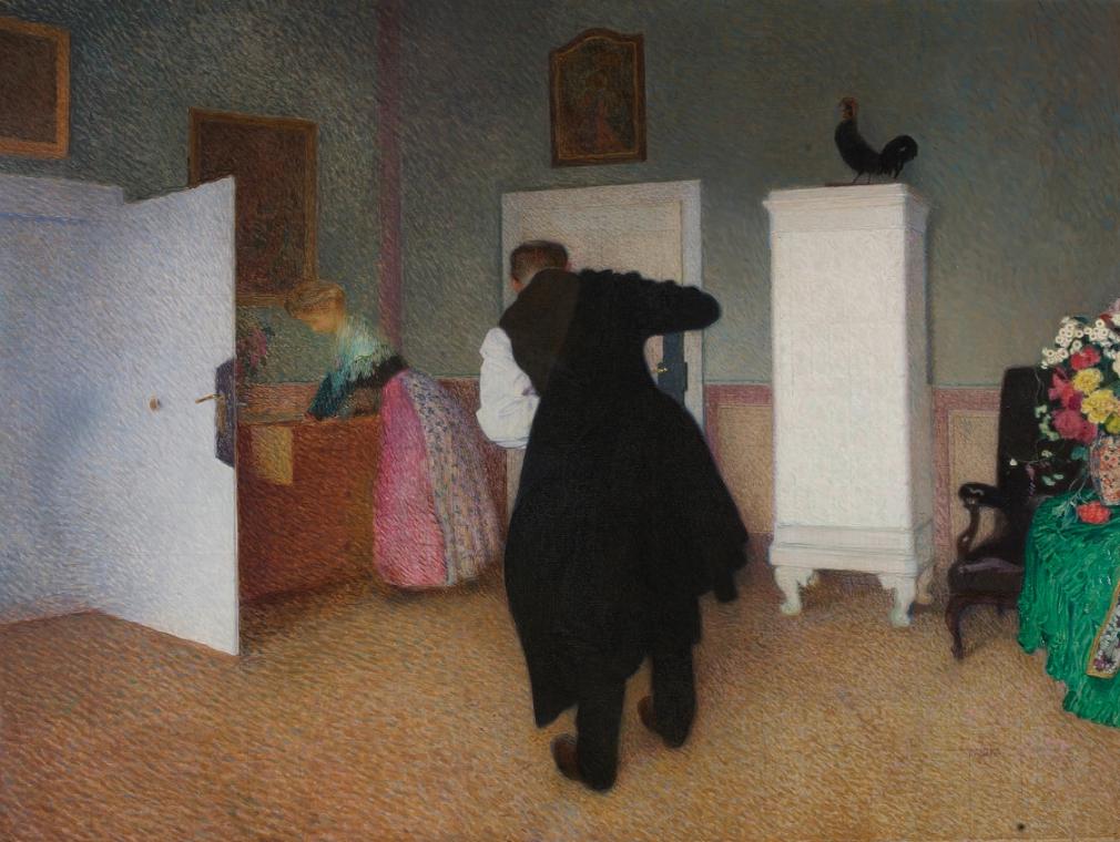 Sigmund Walter Hampel, Interieur, um 1903, Öl auf Leinwand, 60 x 80 cm, Rahmenmaße: 67 x 87 x 4 ...