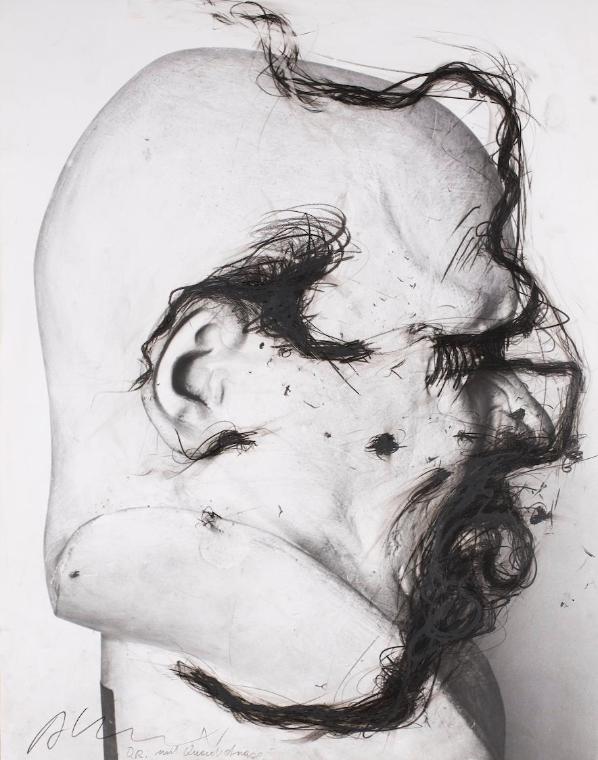 Arnulf Rainer, D. R. mit Quadratnase, 1975-1976, Fotografie überzeichnet, 60,6 x 47,6 cm, Belve ...