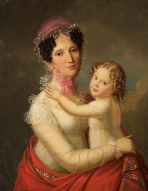 François Pascal Simon Gérard, Eleonora Mayer, Freifrau zu Gravenegg mit Tochter Isabella, Öl au…