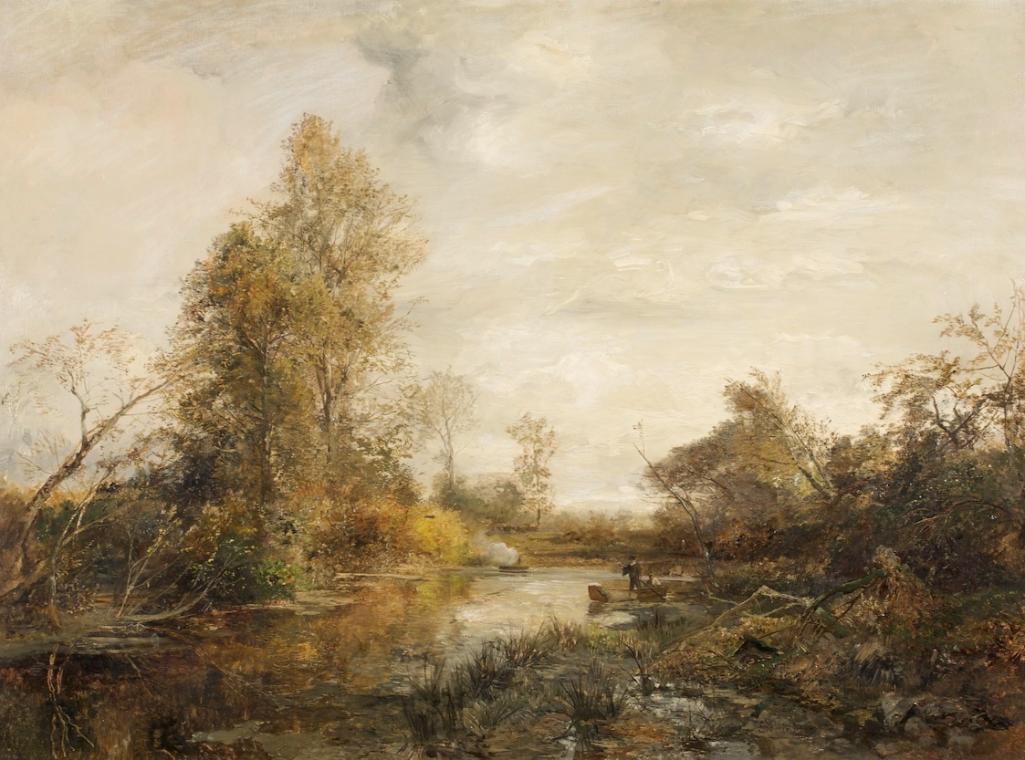 Emil Jakob Schindler, Entenjagd im Prater, um 1881, Öl auf Leinwand, 74 x 100 cm, Belvedere, Wi…