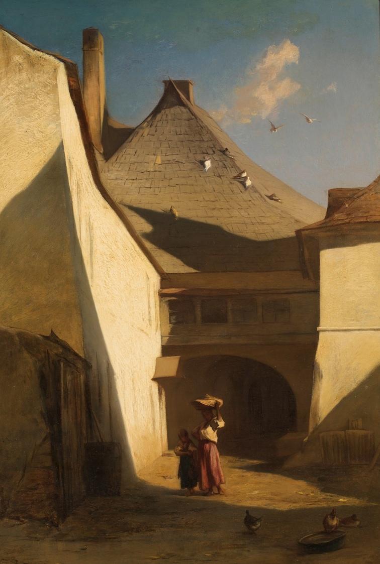 Johann Gualbert Raffalt, Ungarischer Bauernhof, Öl auf Holz, 66 x 46,5 cm, Belvedere, Wien, Inv…