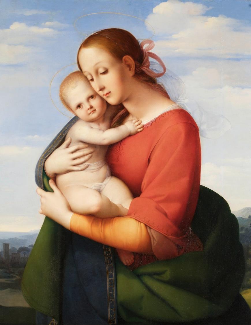 Johann Evangelist Scheffer von Leonhardshoff, Madonna mit Kind, 1821, Öl auf Holz, 79 x 63 cm, …