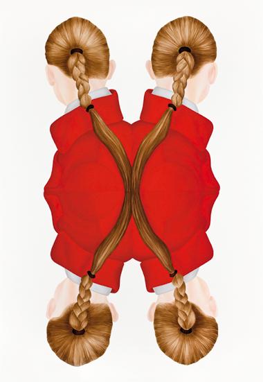 Bertram Hasenauer, You thougt you held yesterday (Viererspiegelung rot), 2008, Acryl auf Holz, …