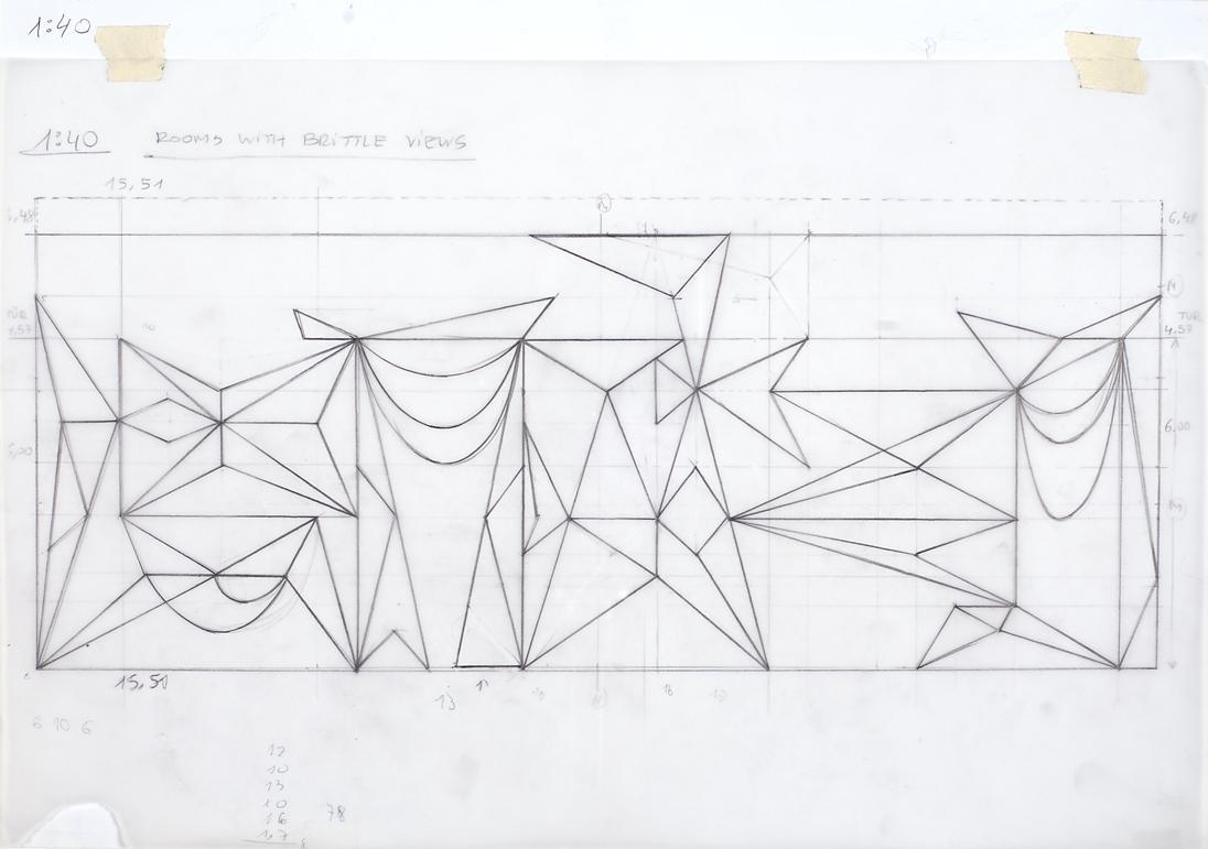 Julian Göthe, Rooms with brittle views, 2009, Auf Transparentpapier, 29,7 x 42 cm, Belvedere, W…