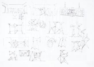 Julian Göthe, Rooms with brittle views, 2009, Schwarzer Kugelschreiber auf Papier, 21 x 29,6 cm…
