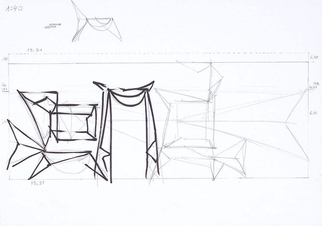 Julian Göthe, Rooms with brittle views, 2009, Bleistift und /Filzstift auf Kopie, 29,7 x 42 cm,…