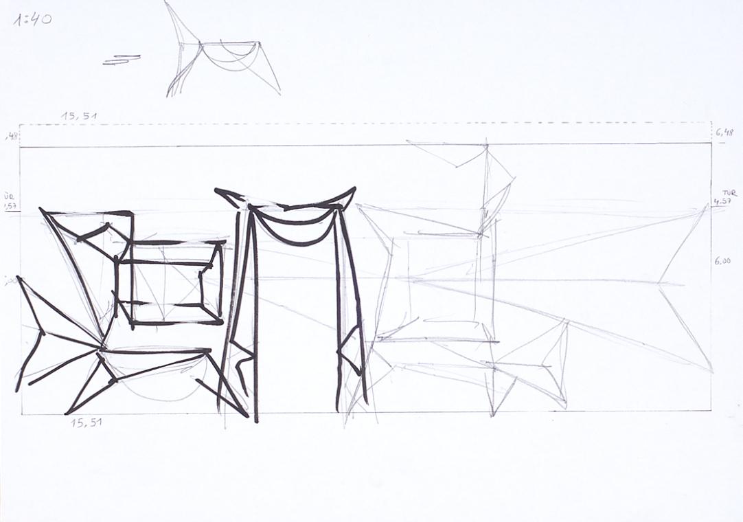 Julian Göthe, Rooms with brittle views, 2009, Bleistift und /Filzstift auf Kopie, 29,7 x 42 cm,…