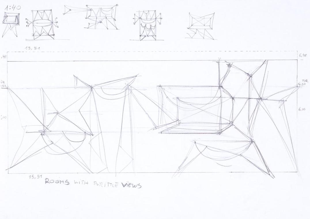 Julian Göthe, Rooms with brittle views, 2009, Bleistift auf Kopie, 21 x 29,6 cm, Belvedere, Wie ...