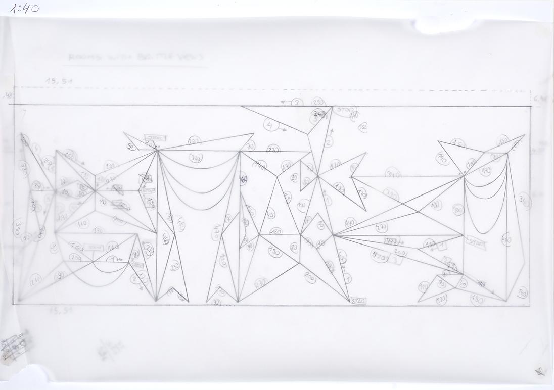 Julian Göthe, Rooms with brittle views, 2009, Bleistift auf Kopie, 29,7 x 42 cm, Belvedere, Wie…