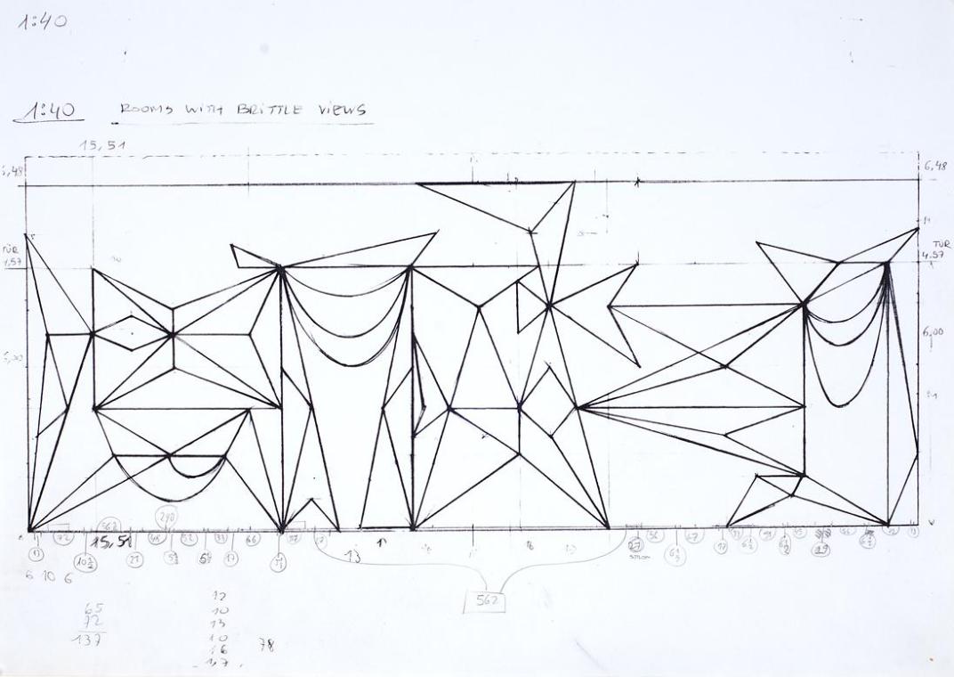 Julian Göthe, Rooms with brittle views, 2009, Bleistift auf Papier, 29,7 x 42 cm, Belvedere, Wi…