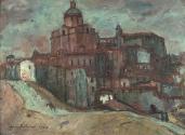 Hans Fronius, Piazza Armerina, 1960, Öl auf Leinwand, 64 x 87 cm, Belvedere, Wien, Inv.-Nr. 603…