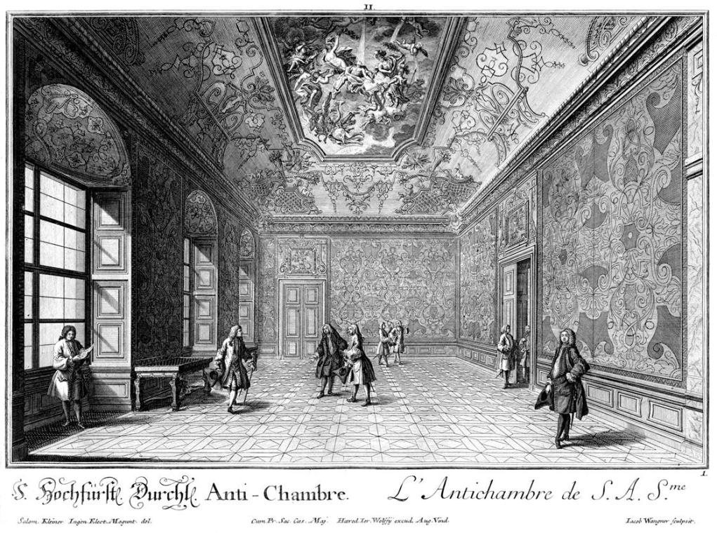 Salomon Kleiner, S. Hochfürstl. Durchl. Anti-Chambre, 1733, Radierung, Plattenmaße: 28,7 x 38,4…