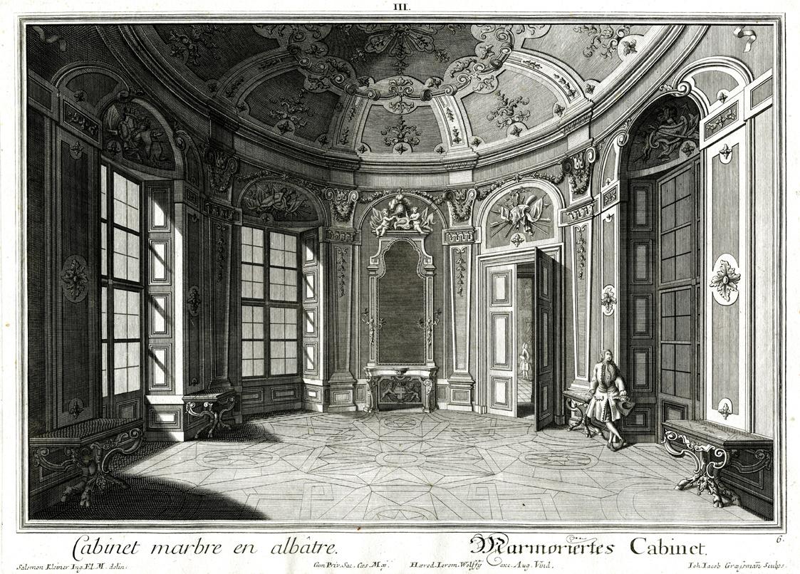 Salomon Kleiner, Marmoriertes Cabinet, 1734, Radierung, Plattenmaße: 28,5 x 39,6 cm, Belvedere,…