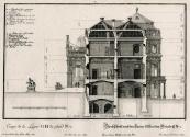 Salomon Kleiner, Durchschnitt nach den Linien GH in dem Grundriß No. 1, 1736, Radierung, Platte ...